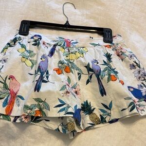 Tropical Print High Waist Women's Shorts
